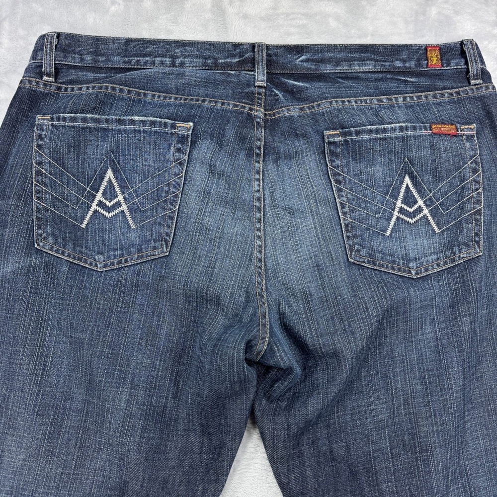7 FOR ALL MANKIND 'A' Pkt Relaxed Jeans Mens 40x31 Dark Wash Button Fly USA - Picture 5 of 11